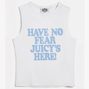 **SOLD***Juicy Couture Have No Fear White & Blue Sleeveless Crewneck Tank Top XL